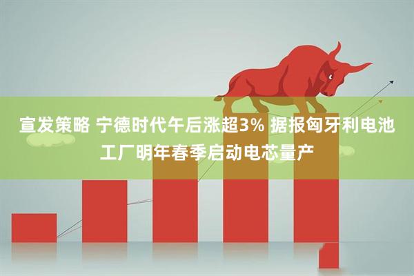 宣发策略 宁德时代午后涨超3% 据报匈牙利电池工厂明年春季启动电芯量产